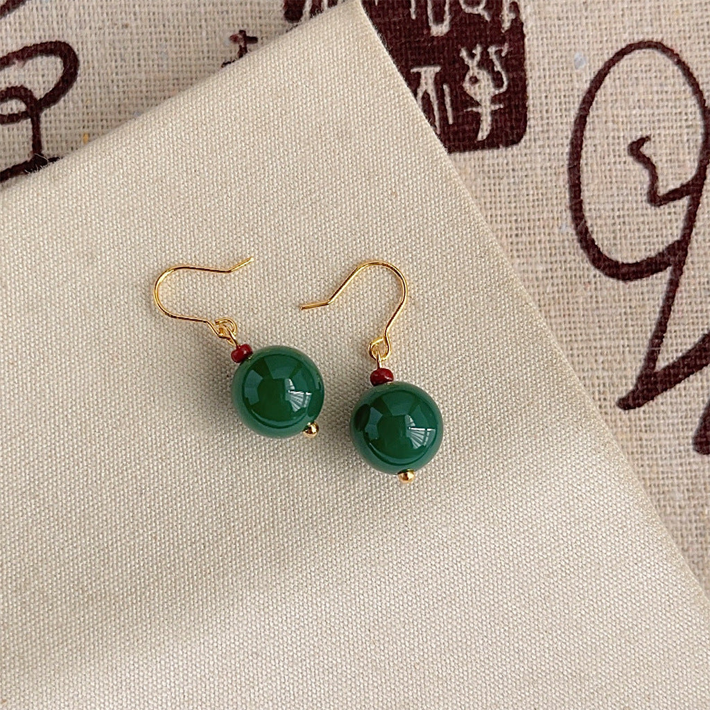 C관 - 천연석 녹마노 복고풍 홍마노 핸드메이드 귀걸이 [3757-3758] 24.04-1