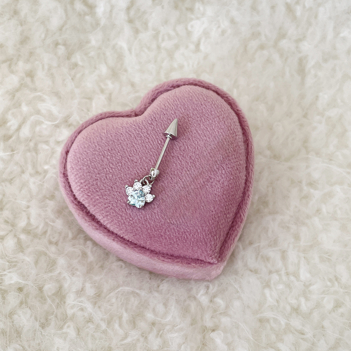 A관 - 티타늄 스틸 고양이 발바닥 모양 피어싱 귀걸이 [EH-4084] 25.09-4