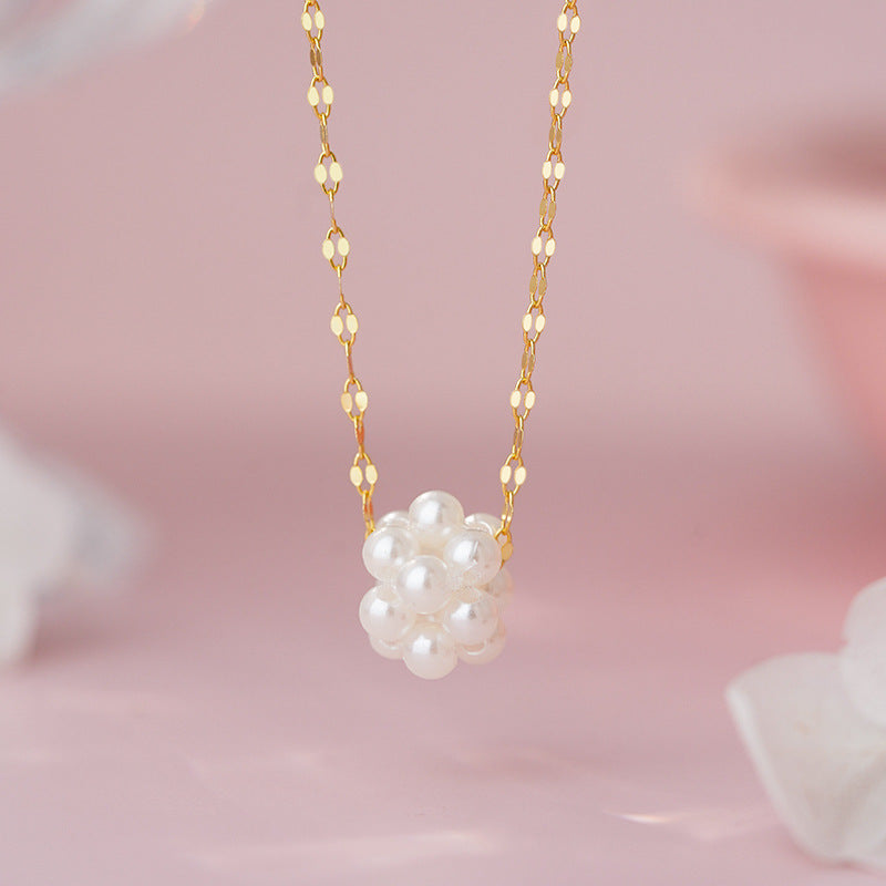 B관 - 925 실버 플라워 진주 볼 목걸이 [YC2663N_1] 25.09-4