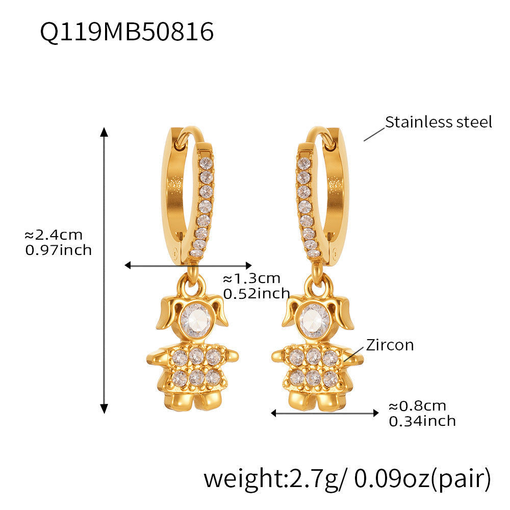 D관 - 스테인리스 스틸 18K 도금 동물 모양 큐빅 귀걸이 [Q114-Q124] 25.08-4