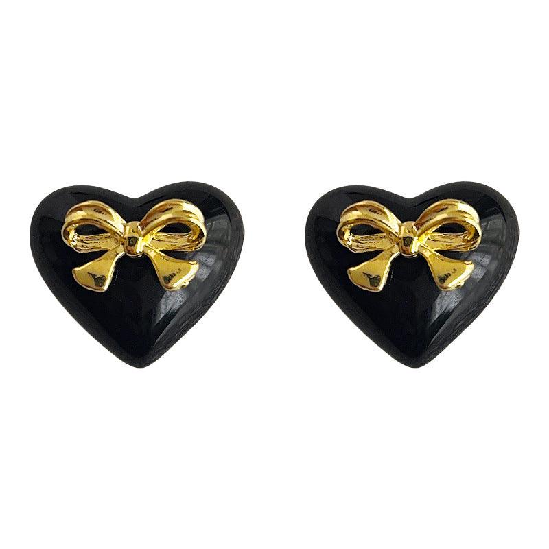 C관 - 14K 도금 하트 리본 디자인 유니크 실버 인스타 감성 귀걸이 [3626] 24.03-1