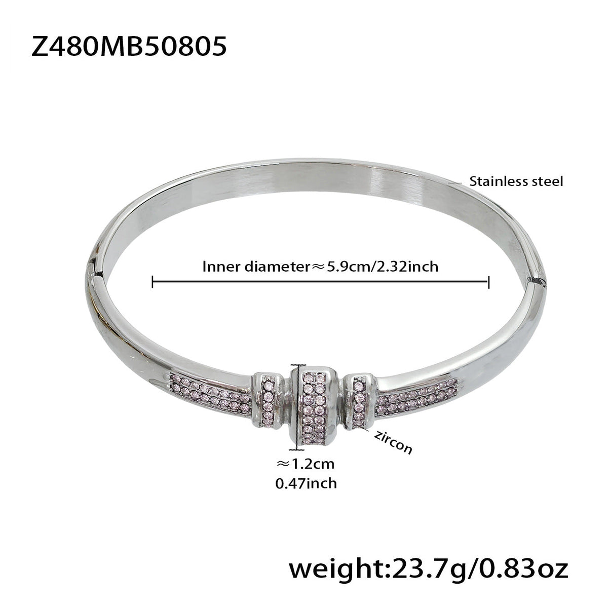 D관 - 스테인리스 스틸 대나무 마디 디자인 풀큐빅 버클 팔찌 [Z480] 25.08-3
