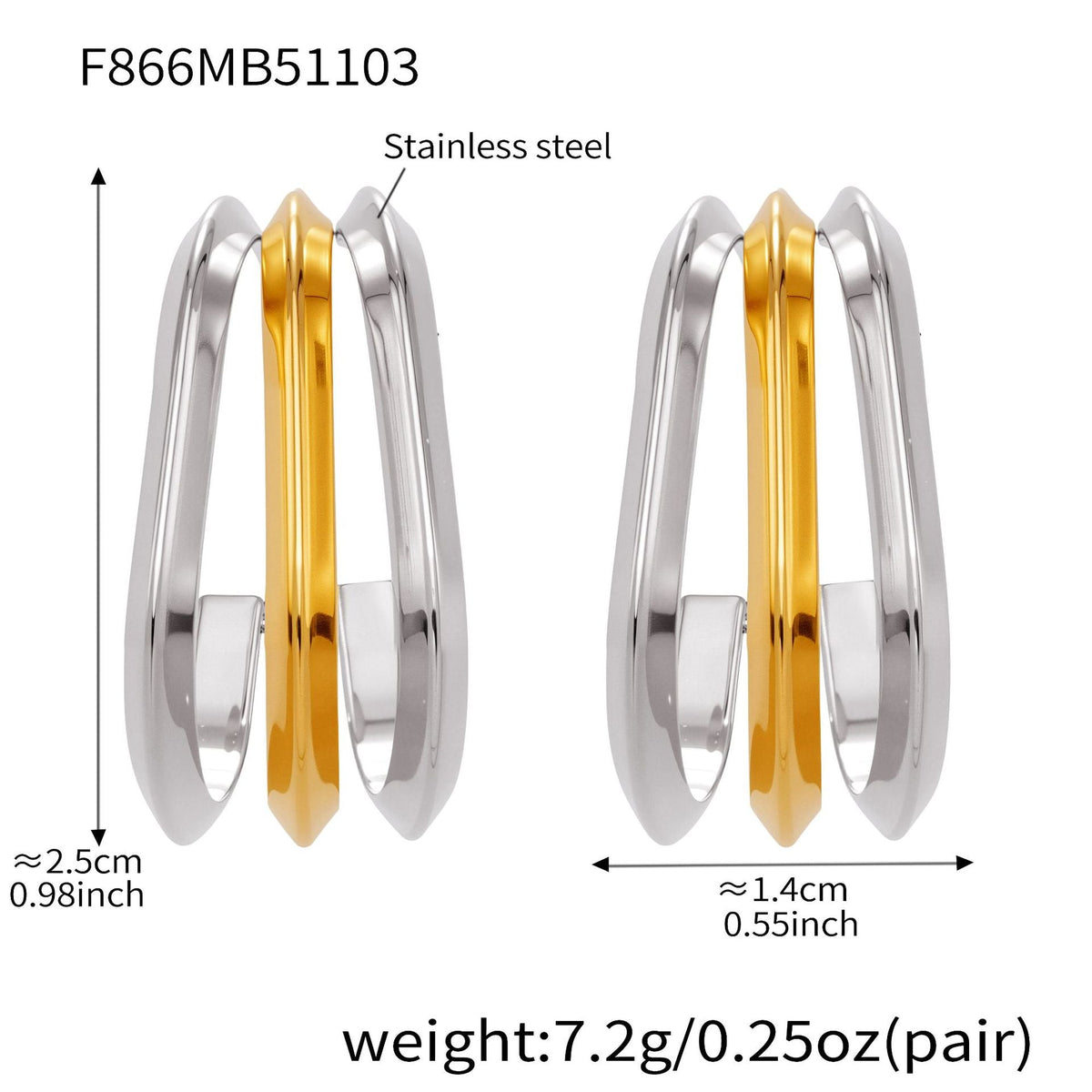 D관 - 스테인리스 18K 도금 레이어 하트 트위스트 귀걸이 [F753] 25.11-1
