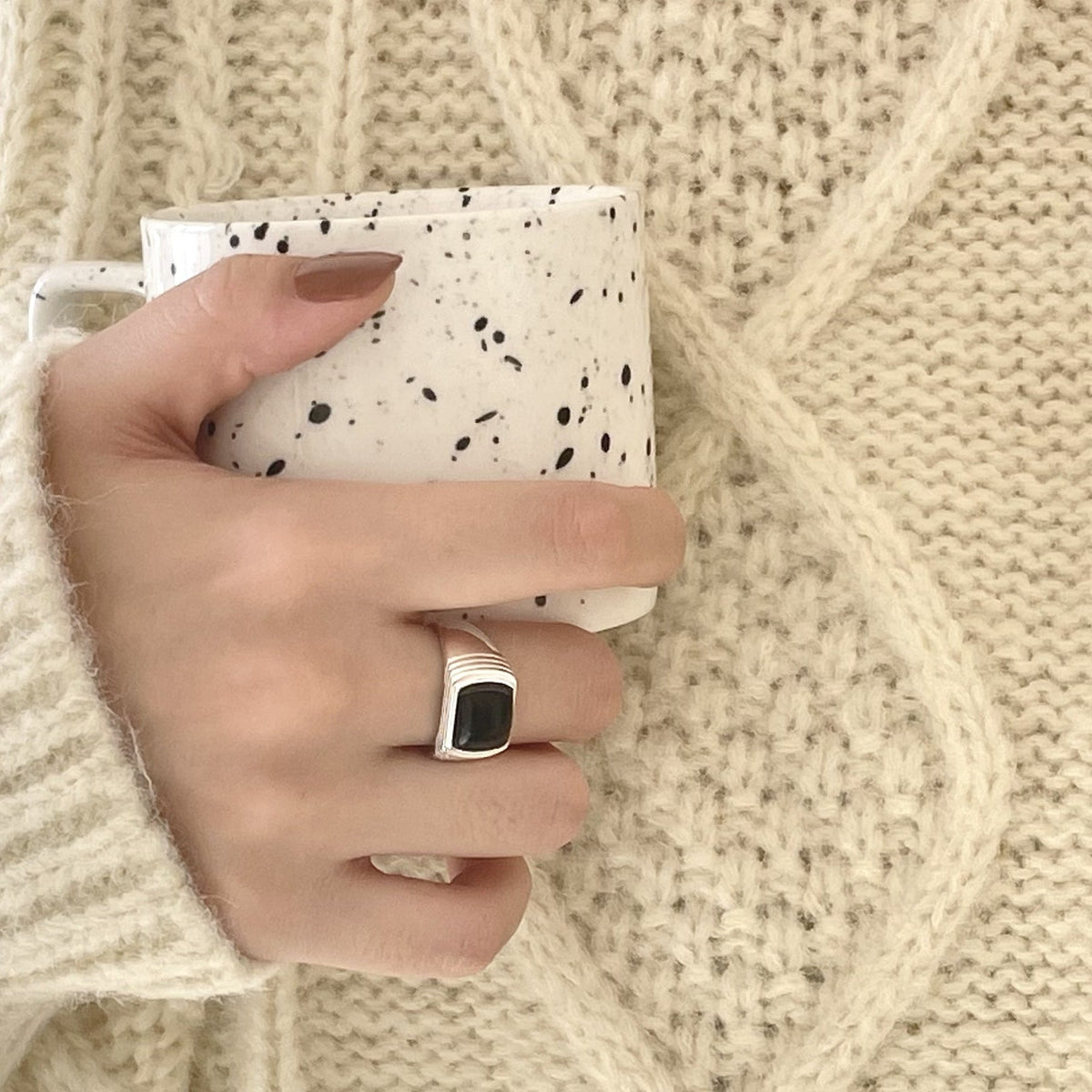 F관 - 925 실버 블랙 오닉스 오픈형 반지 [J1709] 25.12-1