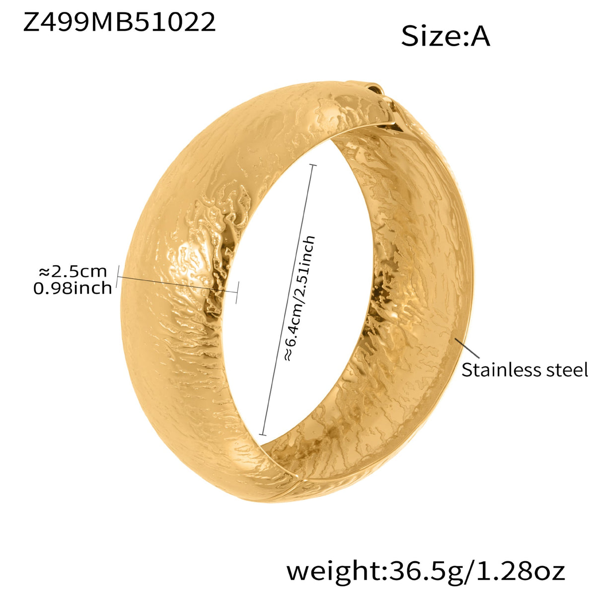 D관 - 스테인리스 18K 도금 패턴 볼드 오픈형 팔찌 [Z499] 25.10-5