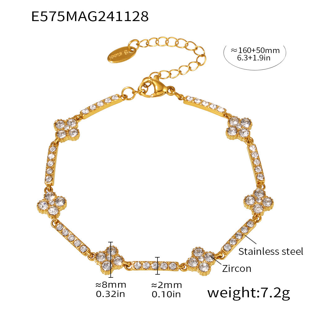 D관 - 18K 골드 도금 스테인리스 스틸 핸드메이드 큐빅 팔찌 [E575-E582] 24.12-2