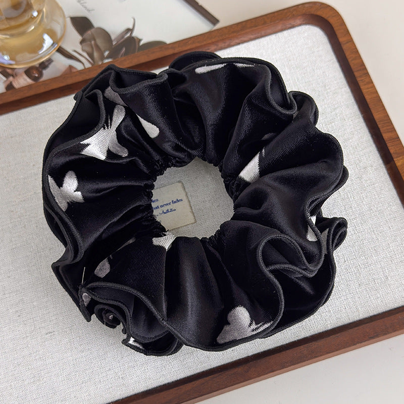 E관 - 벨벳 나비 패턴 더블 레이어 대형 곱창 헤어밴드 [27695] 25.11-3