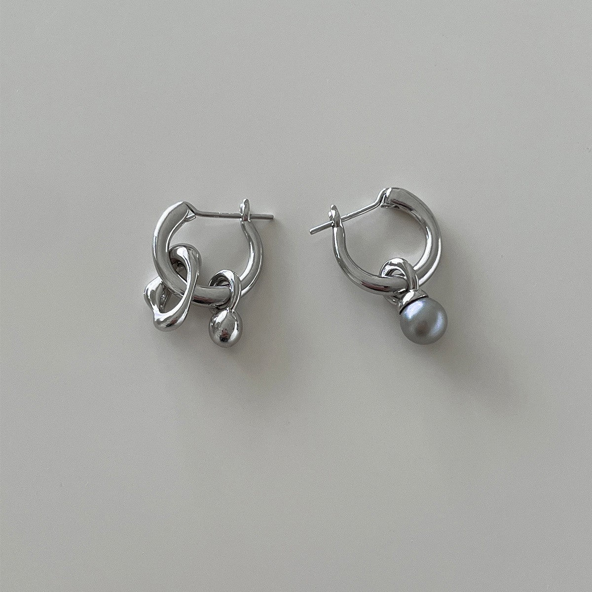 A관 - 비대칭 진주 디자인 925 은침 귀걸이 [EH-3763] 25.08-2