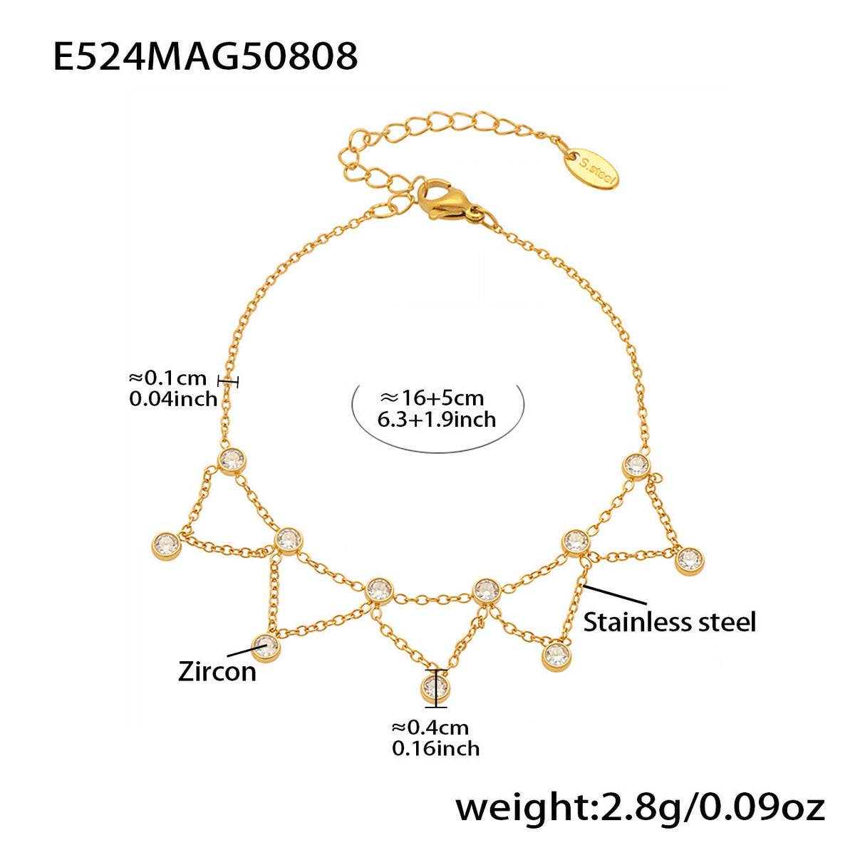D관 - 스테인리스 스틸 큐빅 이블아이 멀티 펜던트 18K 도금 팔찌 [E524-E227-E215] 25.08-3