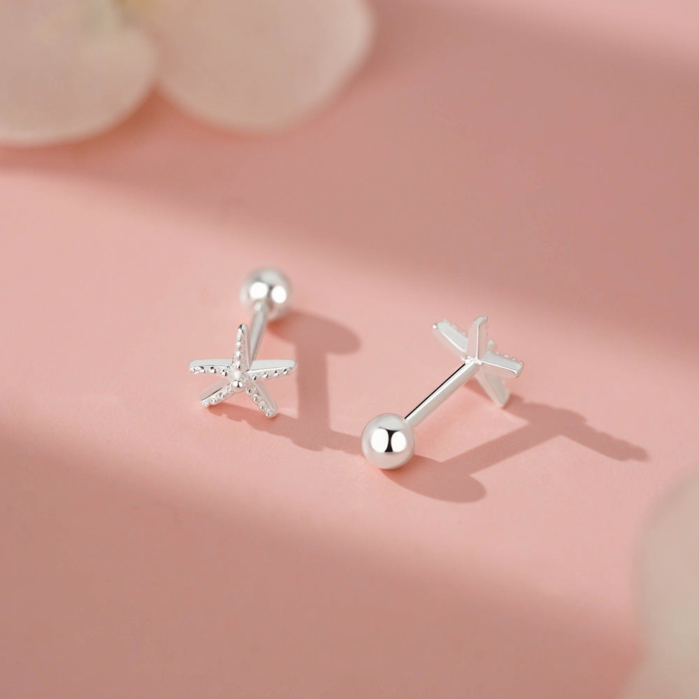 B관 - 999 실버 불가사리 스터드 피어싱 귀걸이 [YC4299E_1] 25.12-2