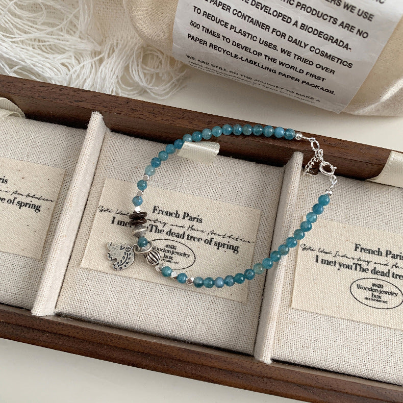 A관 - 925 실버 핸드메이드 코끼리 펜던트 아파타이트 팔찌 목걸이 [1545] 25.11-2