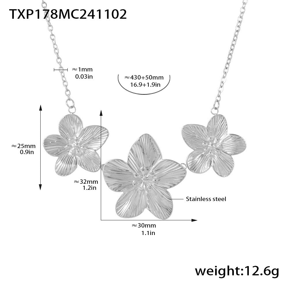 D관 - 골드 플라워 디자인 스테인리스 스틸 PVD 18K 도금 변색 방지 반지 목걸이 팔찌 [TXP-A-Z178] 24.11-2