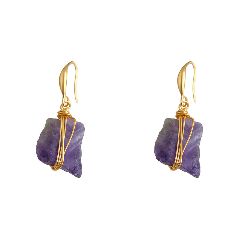 C관 - 핸드메이드 천연 자수정 후크형 귀걸이 [6892] 25.10-2