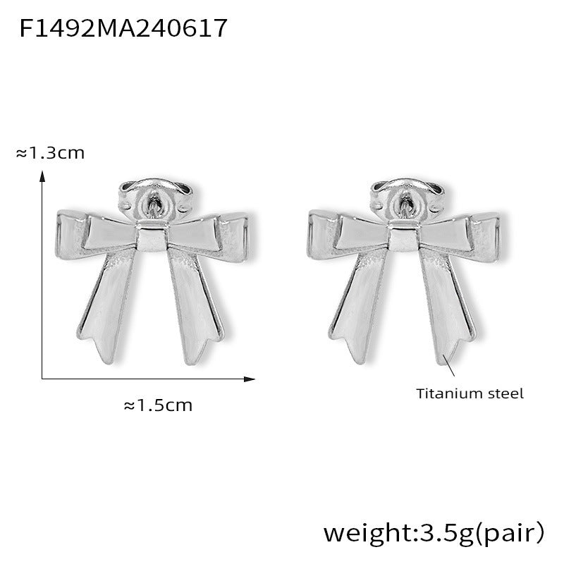 D관 - 티타늄 스틸 18K 도금 리본 디자인 트렌디 럭셔리 귀걸이 [F1492] 24.06-3
