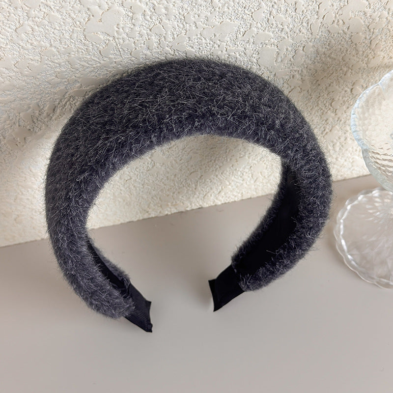 E관 - 퍼 털실 소재 볼륨 와이드 머리띠 [27710] 25.11-3