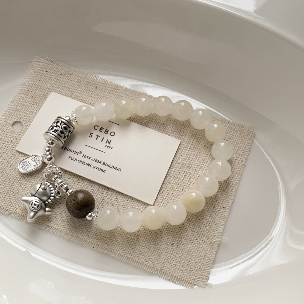 A관 - 말 펜던트 925 실버 옥 비즈 팔찌 [1510] 25.11-3