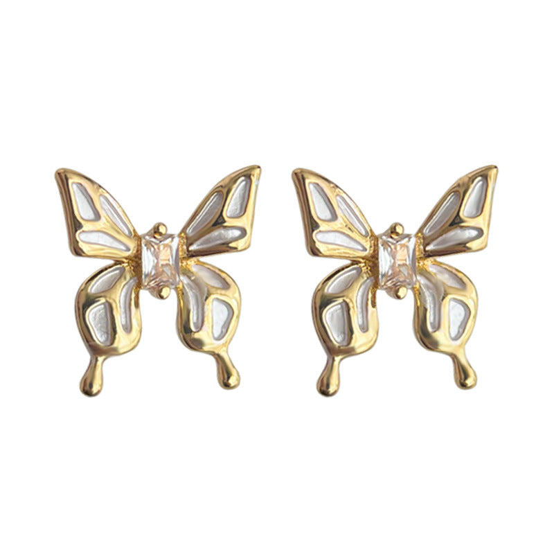 C관 - 미니 큐빅 14K 도금 오일 코팅 나비 귀걸이 [4425] 24.06-4