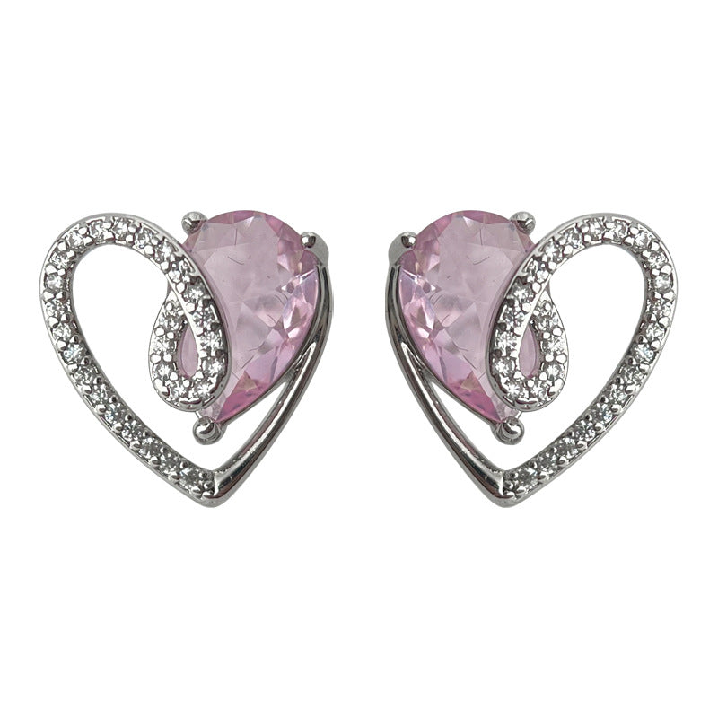 C관 - 미니 큐빅 백금 도금 비대칭 감각적인 귀걸이 [4390] 24.06-4