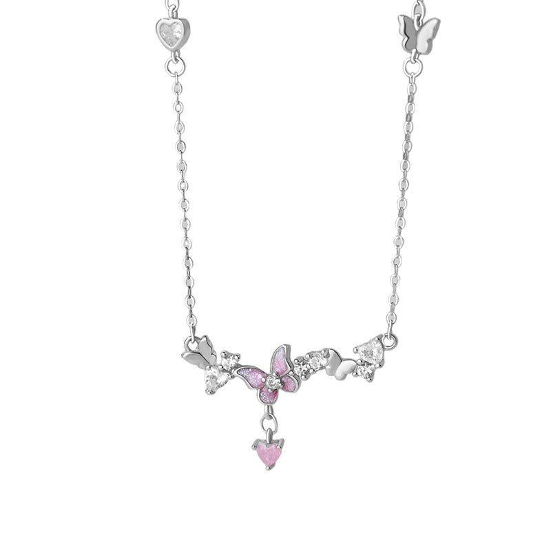 B관 - 999 실버 나비 하트 큐빅 펜던트 목걸이 [YC0028N_1] 25.10-3