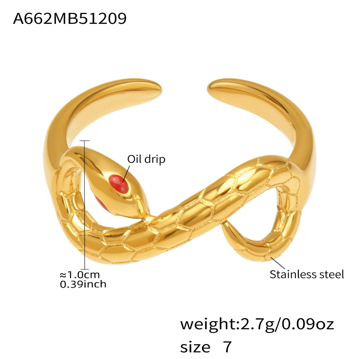 D관 - 스테인리스 스틸 18K 도금 미니 큐빅 오픈형 반지 [A382-A-A622-A674] 25.12-3