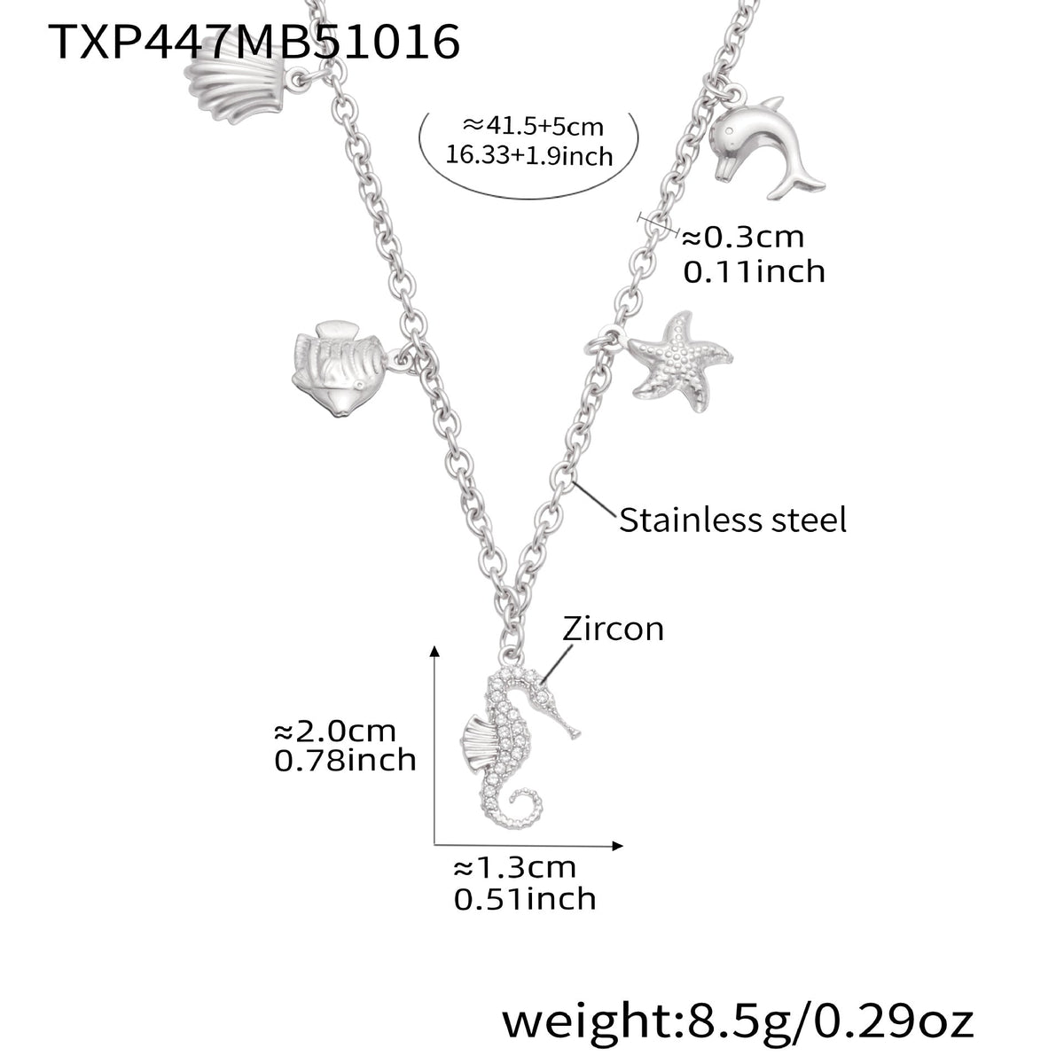 D관 - 스테인리스 스틸 해양생물 큐빅 펜던트 목걸이 팔찌 [TXP447] 25.10-4