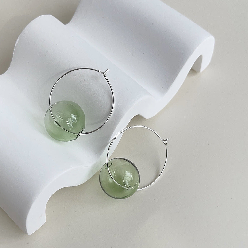C관 - 미니멀리즘 꿈의 디자인 투명 유리 공 귀걸이 [3732-3734] 24.04-1