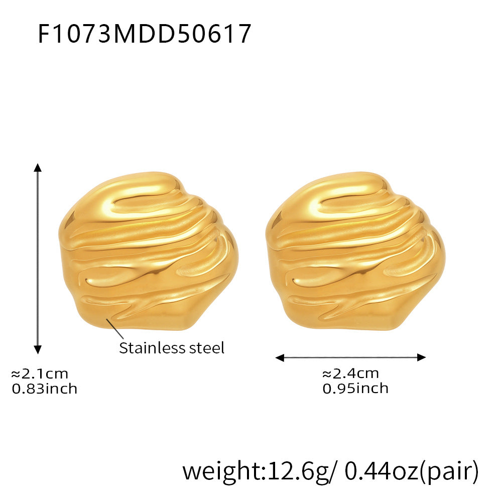 D관 - 18K 도금 스테인리스 스틸 불규칙 귀걸이 [F1073] 25.06-3