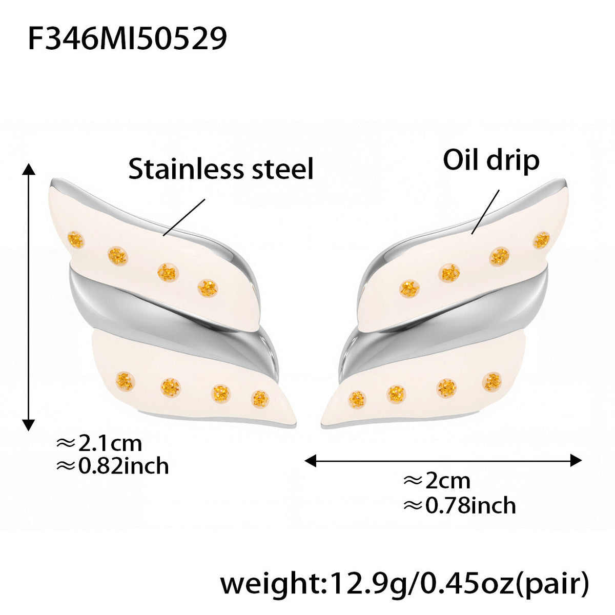 D관 - 스테인리스 스틸 투톤 오일 코팅 귀걸이 [F346-F1070-F1568] 25.06-4