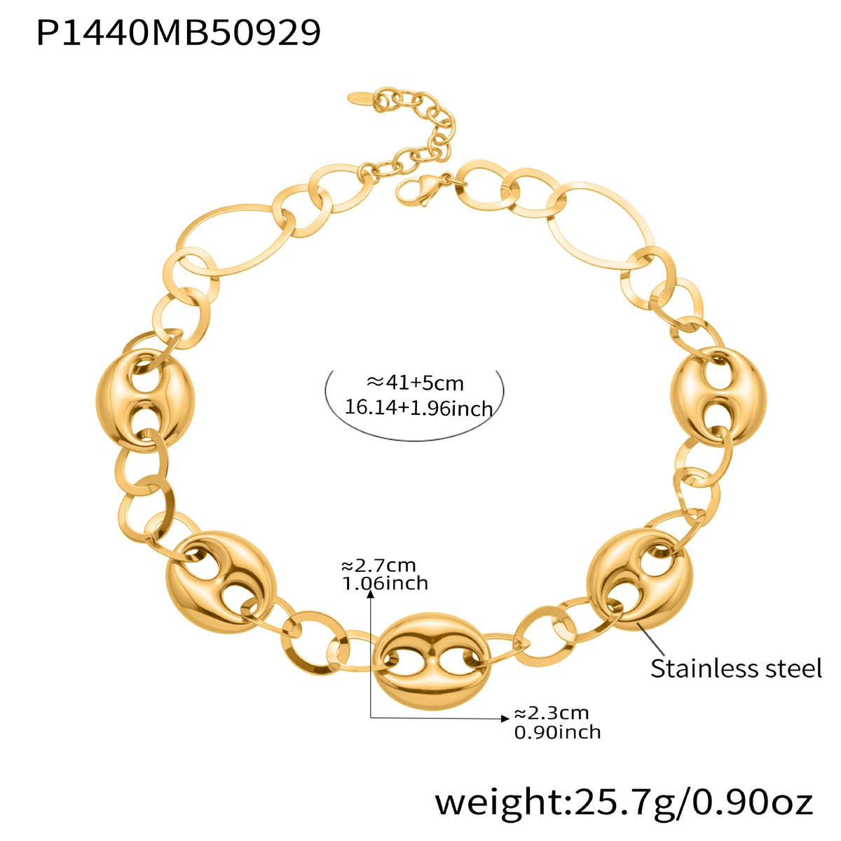 D관 - 18K 도금 스테인리스 스틸 더블 원형 볼드 체인 목걸이 [P1440] 25.10-2