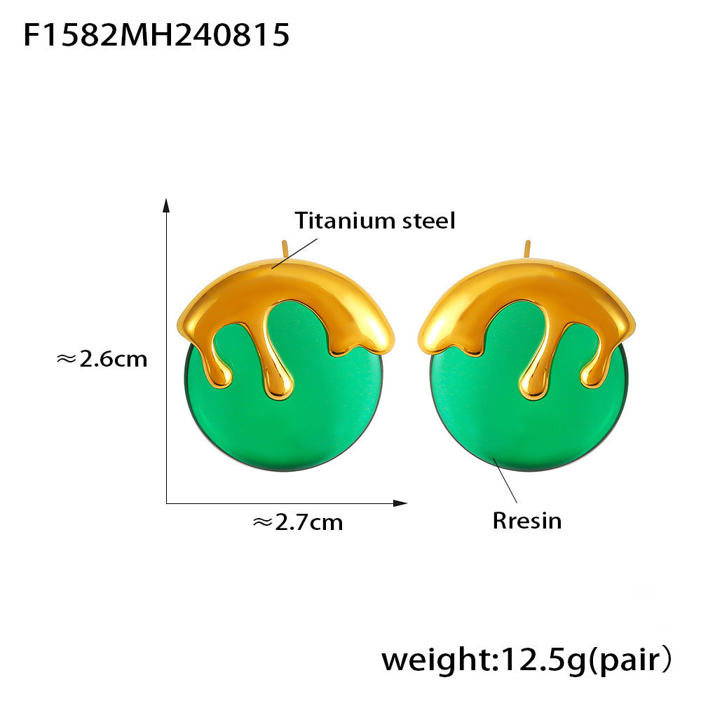 D관 - 스테인리스 스틸 캔디 컬러풀 레진 귀걸이 [F854] 24.12-4