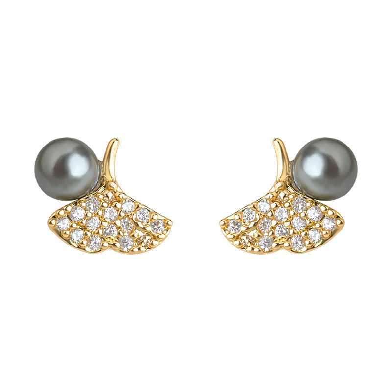 C관 - 925 은침 미니 큐빅 은행잎 디자인 귀걸이 [6911] 25.10-2