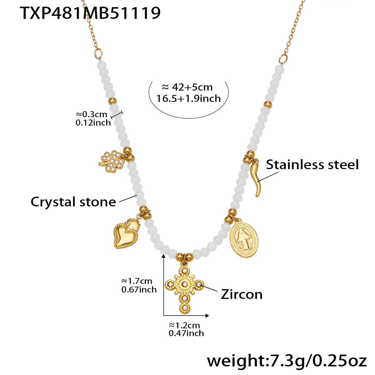 D관 - 스테인리스 스틸 크리스탈 펜던트 큐빅 팔찌 목걸이 [TXP481] 25.11-4