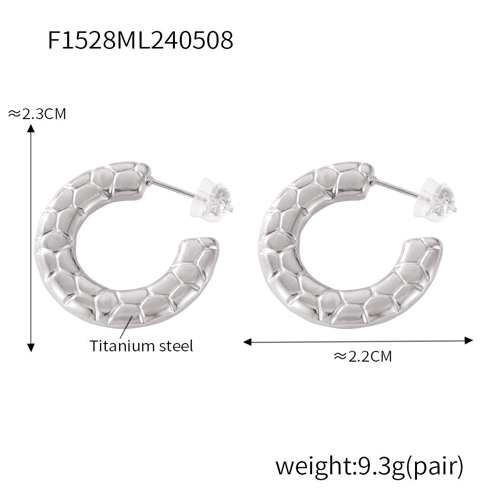 D관 - 티타늄 스틸 우아한 대리석 패턴 디자인 귀걸이 [F1527-28] 24.05-3