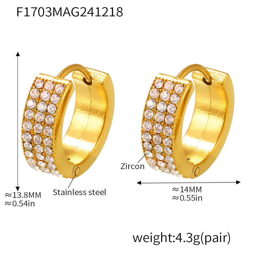 D관 - 18K 골드 도금 도넛 디자인 큐빅 귀걸이 [F1703] 24.12-4
