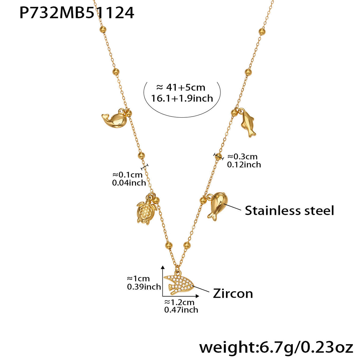 D관 - 스테인리스 스틸 진주 큐빅 펜던트 18K 도금 목걸이 [P732] 25.11-4