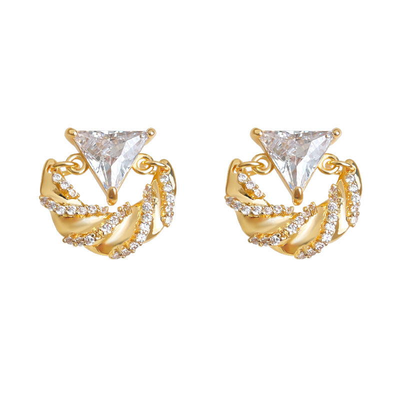 C관 - 925 은침 미니 큐빅 삼각형 크로와상 모양 귀걸이 [6989] 25.10-5