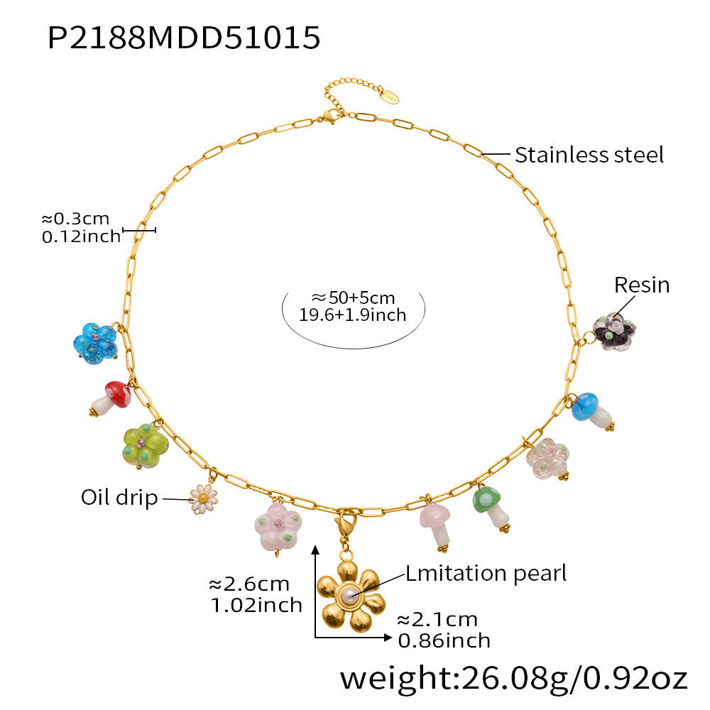 D관 - 스테인리스 스틸 나비 큐빅 레진 에나멜 펜던트 목걸이 [P2183] 25.10-4