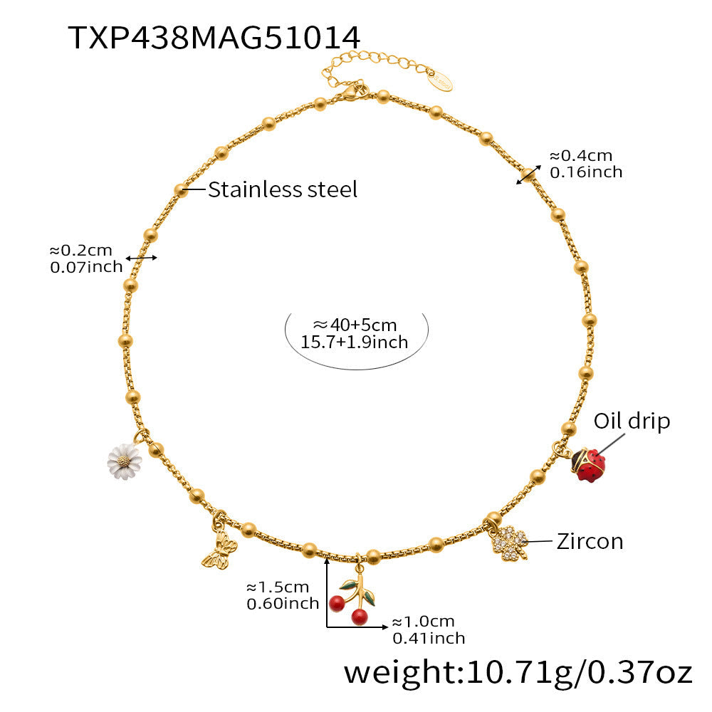 D관 - 스테인리스 스틸 큐빅 체리 딸기 펜던트 목걸이 팔찌 반지 [TXP437] 25.10-4