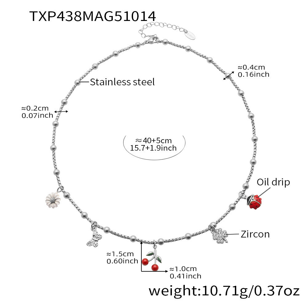 D관 - 스테인리스 스틸 큐빅 체리 딸기 펜던트 목걸이 팔찌 반지 [TXP437] 25.10-4