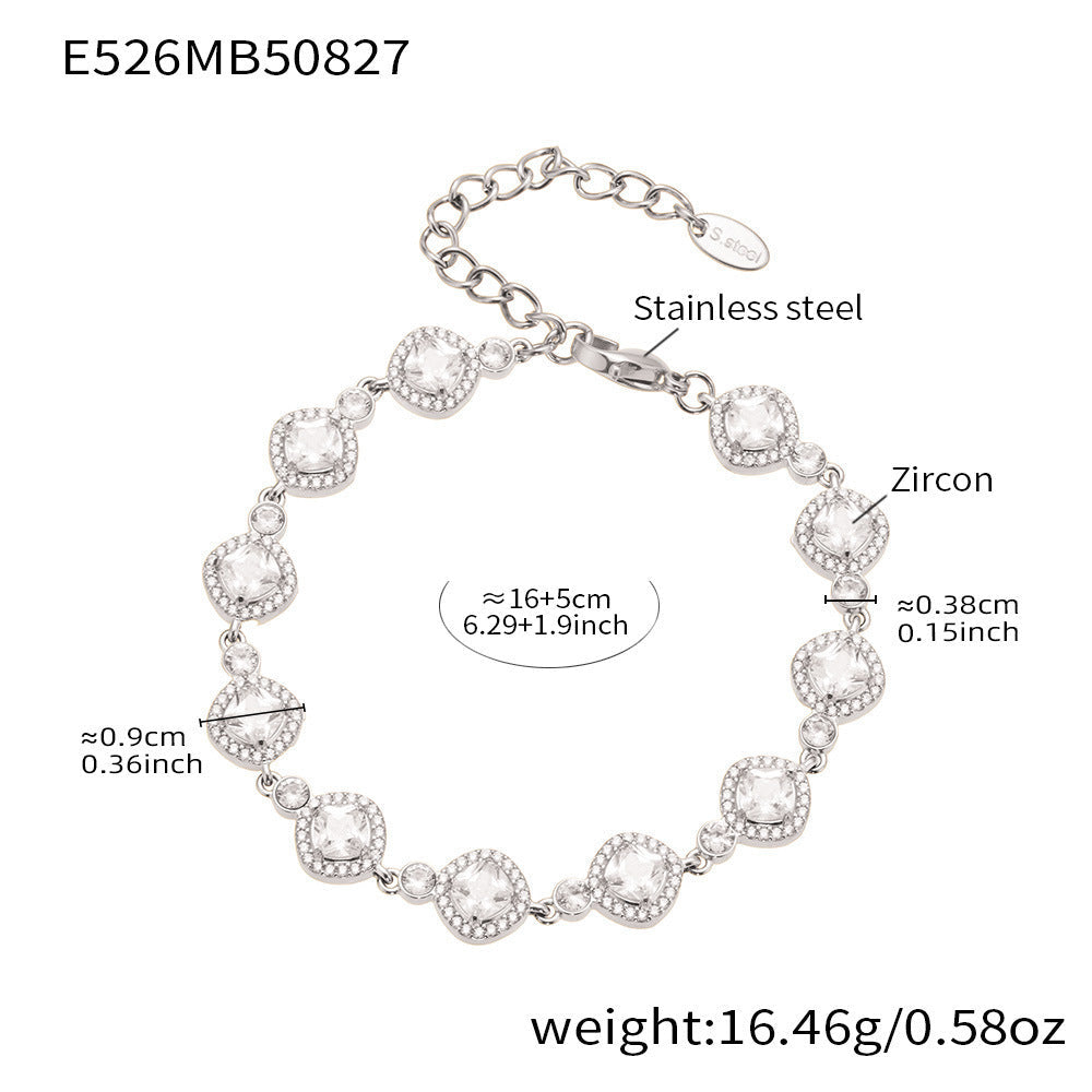 D관 - 스테인리스 스틸 원형 큐빅 물고기 뼈 펜던트 18K 도금 팔찌 [E526-E488-E496] 25.09-1