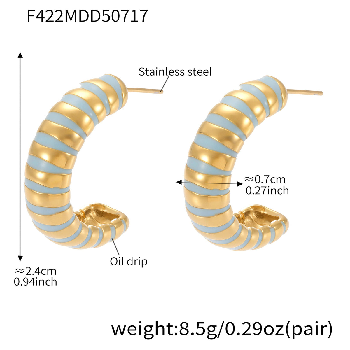 D관 - 자개 진주 C형 스테인리스 스틸 18K 도금 귀걸이 [F419-F422] 25.07-4