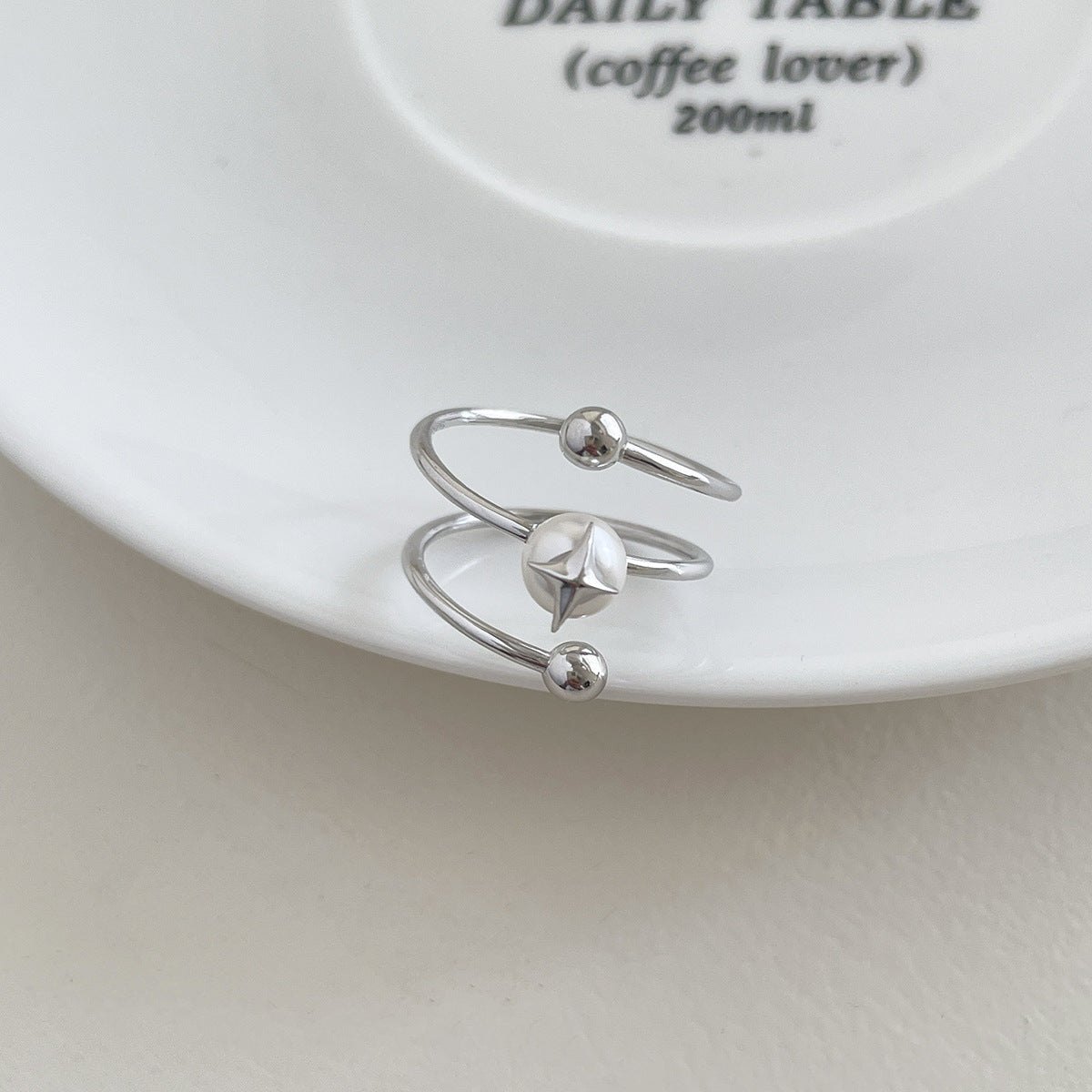 A관 - 925 실버 진주 사각별 회전 라인 디자인 반지 [JZ-0715] 25.10-5