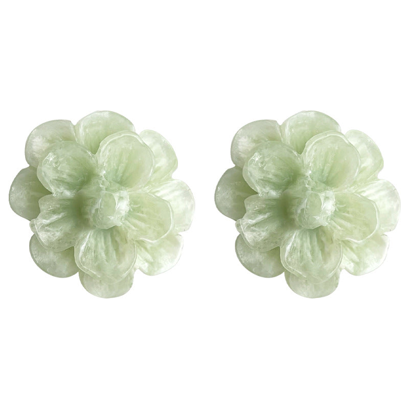 C관 - 민트 그린 장미꽃 디테일 14K 도금 귀걸이 [4372] 24.06-3