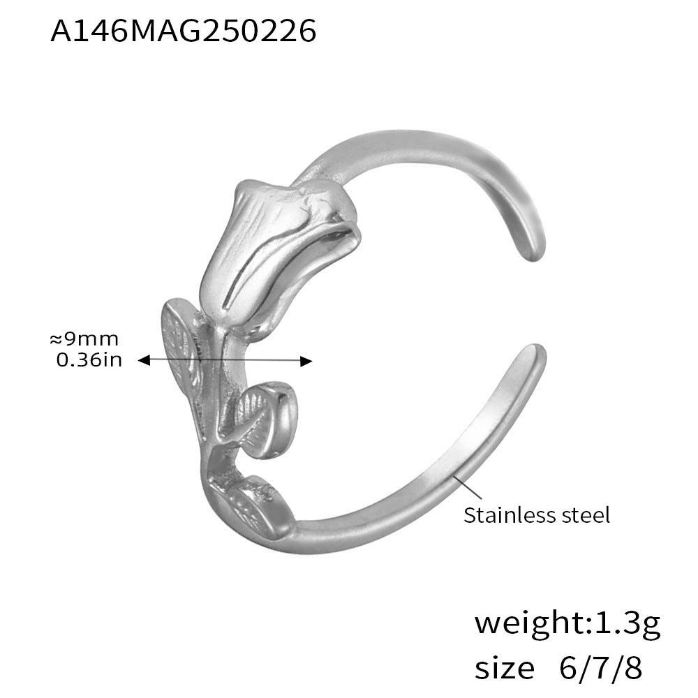 D관 - 18K PVD 도금 디자인 스테인리스 스틸 반지 [A849] 25.03-2