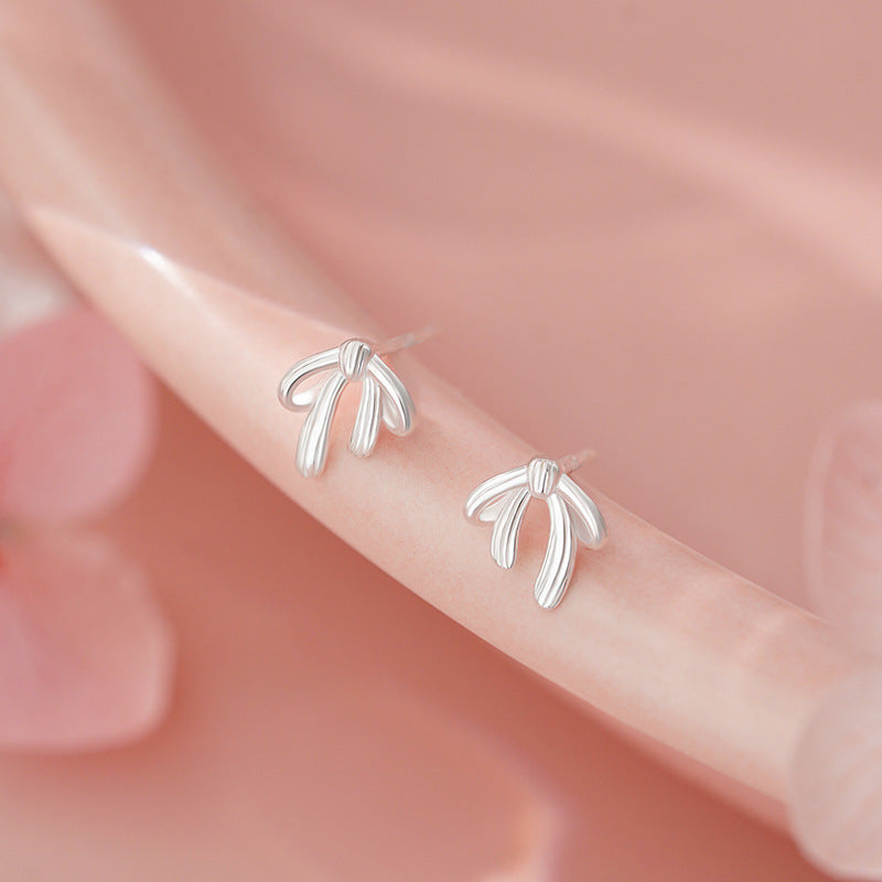 B관 - 999 실버 리본 매듭 피어싱 귀걸이 [YC7265E_1] 25.11-1