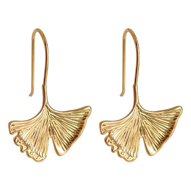 C관 - 모던 은행잎 디자인 14K 도금 엘레강스 귀걸이 [3599] 24.03-1