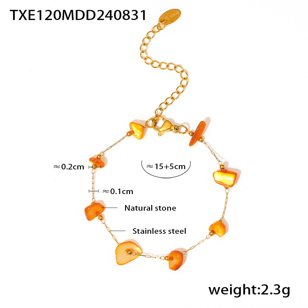 D관 - 캐주얼 럭셔리 비정형 천연석 스테인리스 스틸 변색 방지 목걸이 팔찌 [TXP120-TXE120] 24.09-1