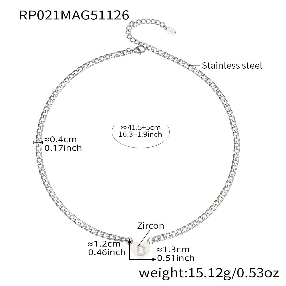 D관 - 스테인리스 스틸 하트 알파벳 큐빅 18K 도금 펜던트 목걸이 [RP021] 25.12-1