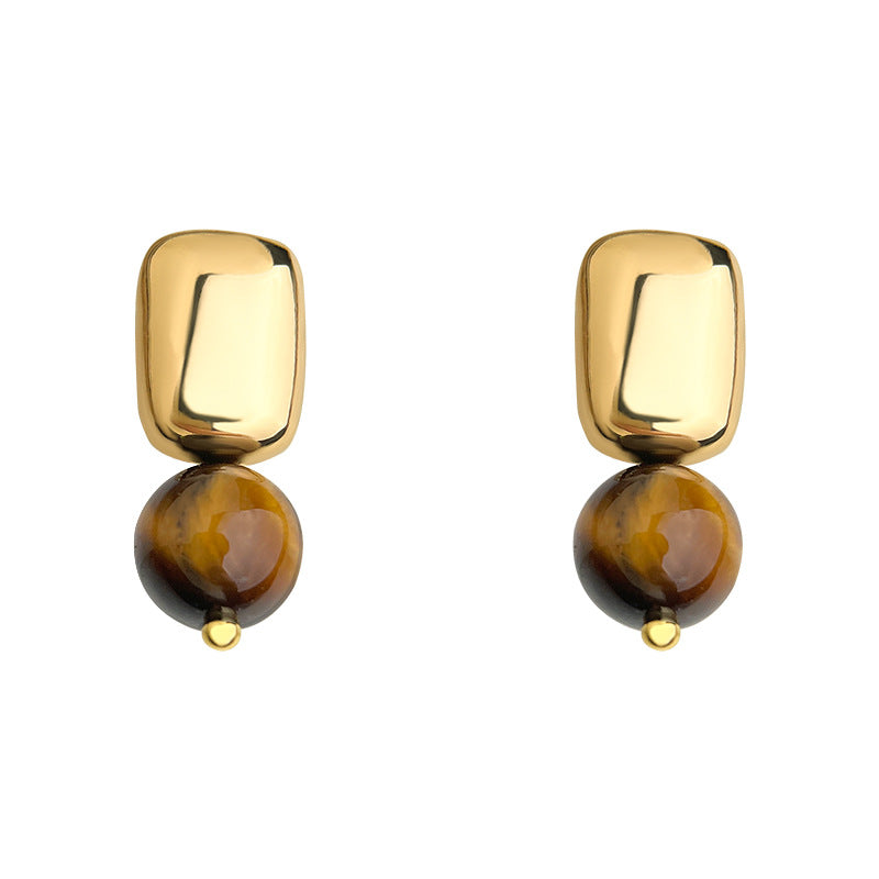 C관 - 925 은침 14K 도금 호안석 핸드메이드 귀걸이 [6947] 25.10-4