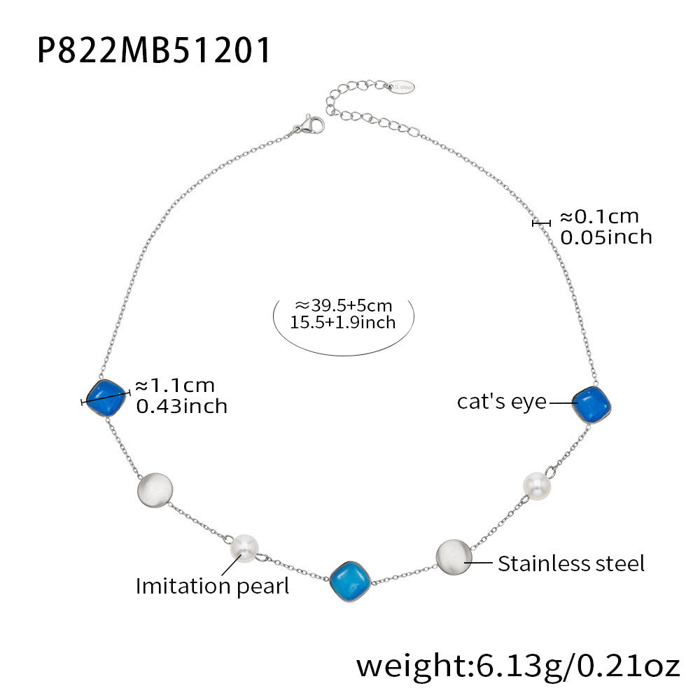 D관 - 묘안석 컬러 비즈 18K 도금 스테인리스 스틸 목걸이 [P822] 25.12-2